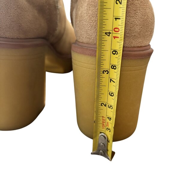 Oasis Society Womens Size 7 Beige Suede Ankle Boots Chunky Heel & Side Zippers - Picture 8 of 11